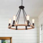 Vintage Hemp Rope Wheel Chandelier - Image 8