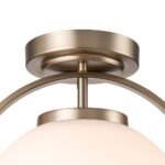 Wide Opal Glass Globe Brass 1-Light Ceiling Light - Image 9