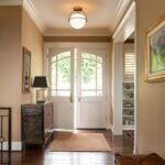 Wide Opal Glass Globe Brass 1-Light Ceiling Light - Image 2