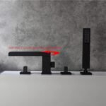 Bathroom Hot & Cold Water Tank Side Shower Head Full Copper Black Swivel Three Hole Four Hole Split Seated Bathtub Faucet - Image 5