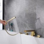 Black Bathtub Faucet, All-Copper Four-Piece Cold and Hot Water Mixer Tap, Split Type Tub-Side Shower Faucet, 360°Rotation Athroom Faucet Shower Set - Image 5