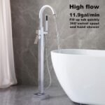 Freestanding Tub Faucets Black Bathtub Fillers Floor Mounted Mount Faucet Filler For Tubs Bathtubs High Flow 11.9GPM Bathroom With Handheld Shower - Image 3