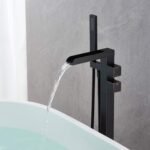 Thermostatic Freestanding Bathtub Faucet Waterfall Tub Filler Brushed Nickel Floor Mount Brass Bathroom Faucets with Hand Shower - Image 16