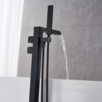 Thermostatic Freestanding Bathtub Faucet Waterfall Tub Filler Brushed Nickel Floor Mount Brass Bathroom Faucets with Hand Shower - Image 15