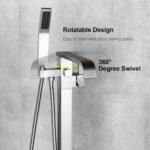 Freestanding Bathtub Faucet Tub Filler Floor Mount Bathroom Faucets Brass Single Handle with Hand Shower - Image 21
