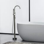 Freestanding Bathtub Faucet Tub Floor Mount Bathroom Faucets Brass Single Handle with Hand Shower High Flow Rate Max 6 GPM