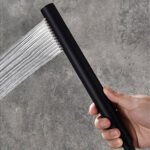 Split Bathtub Faucet, All Copper Four-Piece Basin Faucet, Tub Side Cold and Hot Water Mixer Tap, Square Single Handle Faucet Bathroom Shower,Elegant black - Image 2