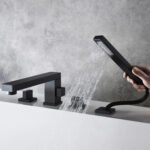 Black Bathtub Faucet, All-Copper Four-Piece Cold and Hot Water Mixer Tap, Split Type Tub-Side Shower Faucet, 360°Rotation Athroom Faucet Shower Set - Image 10