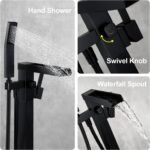 Freestanding Bathtub Faucet Tub Filler Floor Mount Bathroom Faucets Brass Single Handle with Hand Shower - Image 17