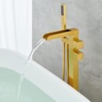 Thermostatic Freestanding Bathtub Faucet Waterfall Tub Filler Brushed Nickel Floor Mount Brass Bathroom Faucets with Hand Shower - Image 6