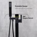 Freestanding Bathtub Faucet Tub Filler Floor Mount Bathroom Faucets Brass Single Handle with Hand Shower - Image 14