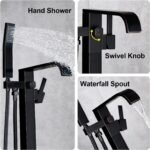 Freestanding Bathtub Faucet Tub Filler Floor Mount Bathroom Faucets Brass Single Handle with Hand Shower - Image 11