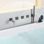 Unique Copper Wall-Mounted Bathtub Faucet With Three Handles