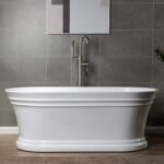 Contemporary Single Handle Floor Mount Freestanding Tub Filler Faucet with Hand Shower in Brushed Nickel Finish - Image 21