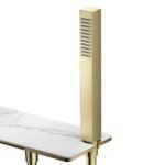 Copper Built-In Bathtub Faucet Large Panel Spout Unique Square Handle Design - Image 2