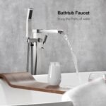 Freestanding Bathtub Faucet Tub Filler Floor Mount Bathroom Faucets Brass Single Handle with Hand Shower - Image 6