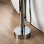 Contemporary Single Handle Floor Mount Freestanding Tub Filler Faucet with Hand Shower in Brushed Nickel Finish - Image 15