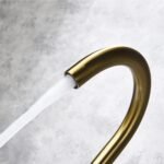 Split Bathtub Faucet, Three-Piece Basin Faucet, Cylinder Side Type Hot and Cold Water Mixer Tap, All Copper Round Single Handle Faucet Bathroom Shower,Black(Brushed Gold) - Image 6