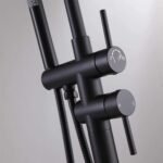 Freestanding Tub Faucet 2 Handle Bathtub Filler Faucet with Hand Shower Floor Mounted Tub Filler in Matte Black - Image 5