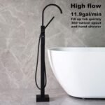 Freestanding Tub Faucets Black Bathtub Fillers Floor Mounted Mount Faucet Filler For Tubs Bathtubs High Flow 11.9GPM Bathroom With Handheld Shower - Image 5