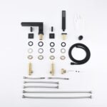 Bathroom Hot & Cold Water Tank Side Shower Head Full Copper Black Swivel Three Hole Four Hole Split Seated Bathtub Faucet - Image 9