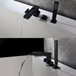 Bathroom Hot & Cold Water Tank Side Shower Head Full Copper Black Swivel Three Hole Four Hole Split Seated Bathtub Faucet - Image 6