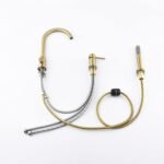 Split Bathtub Faucet, Three-Piece Basin Faucet, Cylinder Side Type Hot and Cold Water Mixer Tap, All Copper Round Single Handle Faucet Bathroom Shower,Black(Brushed Gold) - Image 9