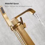 Freestanding Bathtub Faucet Tub Filler Floor Mount Bathroom Faucets Brass Single Handle with Hand Shower - Image 28