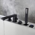 Bathtub Faucet Bathroom Shower Faucet Bath Shower Set Waterfall Tub Sink Faucet Mixer Faucet (Color : Black )