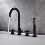 Full copper bathroom basin hot and cold water faucet household basin sink washbasin telescopic handheld shower splash-proof