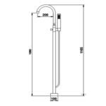 Electroplating bathtub side hot and cold bathtub faucet copper double rod vertical floor shower head set double handle a cross long handle - Image 3