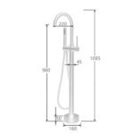 Freestanding Tub Faucet 2 Handle Bathtub Filler Faucet with Hand Shower Floor Mounted Tub Filler in Matte Black - Image 3