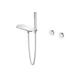 Copper Built-In Bathtub Faucet Large Panel Spout Unique Square Handle Design - Image 6