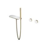 Copper Built-In Bathtub Faucet Large Panel Spout Unique Square Handle Design - Image 4