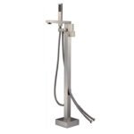Freestanding Bathtub Faucet Tub Filler Chrome Floor Mount Bathroom Faucets Brass Single Handle with Hand Shower - Image 3