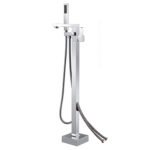 Freestanding Bathtub Faucet Tub Filler Chrome Floor Mount Bathroom Faucets Brass Single Handle with Hand Shower - Image 2