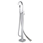 Freestanding Tub Filler Bathtub Faucet Chrome Floor Mounted Faucets with Hand Shower