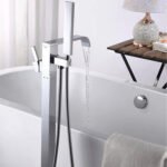 Freestanding Bathtub Faucet Tub Filler Floor Mount Bathroom Faucets Brass Single Handle with Hand Shower - Image 4