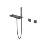 Copper Built-In Bathtub Faucet Large Panel Spout Unique Square Handle Design - Image 7