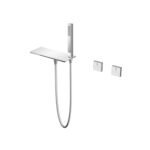 Copper Built-In Bathtub Faucet Large Panel Spout Unique Square Handle Design