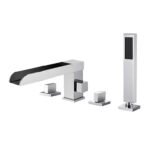 Bathroom Hot & Cold Water Tank Side Shower Head Full Copper Black Swivel Three Hole Four Hole Split Seated Bathtub Faucet - Image 4