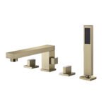 Black Bathtub Faucet, All-Copper Four-Piece Cold and Hot Water Mixer Tap, Split Type Tub-Side Shower Faucet, 360°Rotation Athroom Faucet Shower Set - Image 4