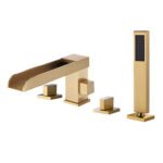 Bathroom Hot & Cold Water Tank Side Shower Head Full Copper Black Swivel Three Hole Four Hole Split Seated Bathtub Faucet - Image 3