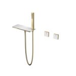 Copper Built-In Bathtub Faucet Large Panel Spout Unique Square Handle Design - Image 8